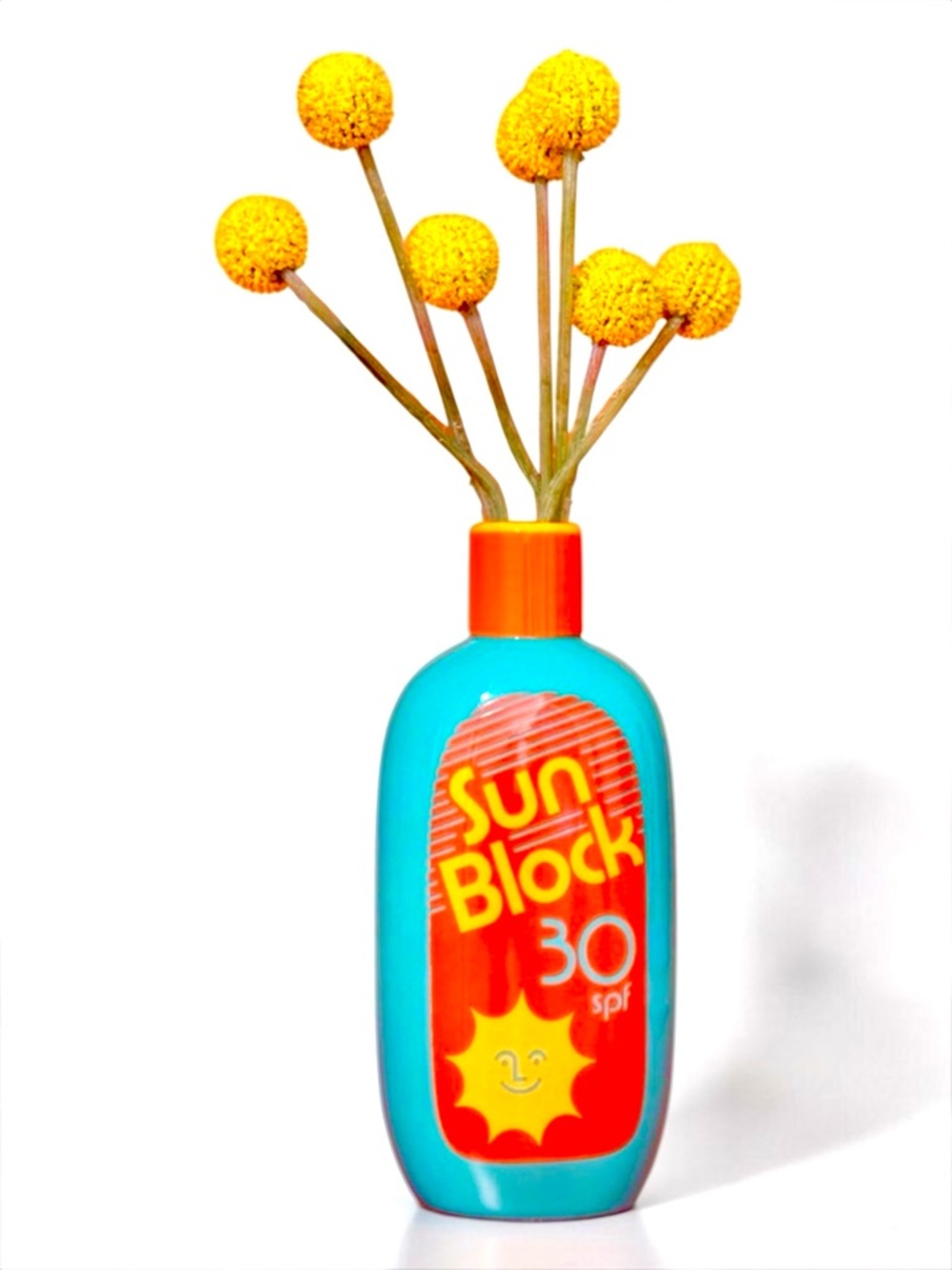 ban.do Sunblock SPF 30 Bottle Vase | Retro Ceramic Vase NWOT / Never Used